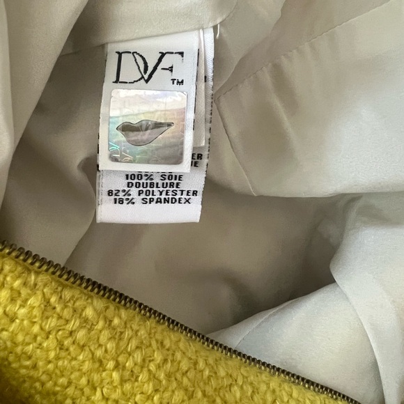 Diane Von Furstenberg Jackie Boucle Dress Yellow Tweed Vintage Fall Size 2 EUC!! - Picture 14 of 16